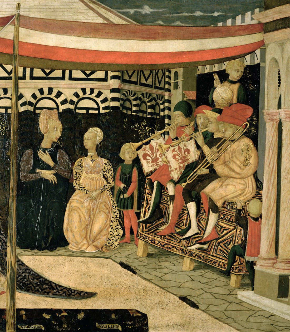 Venstre panel af Adimari Cassone, ca. 1450 tempera på paneldetalje af 254001 af Giovanni di Ser Giovanni