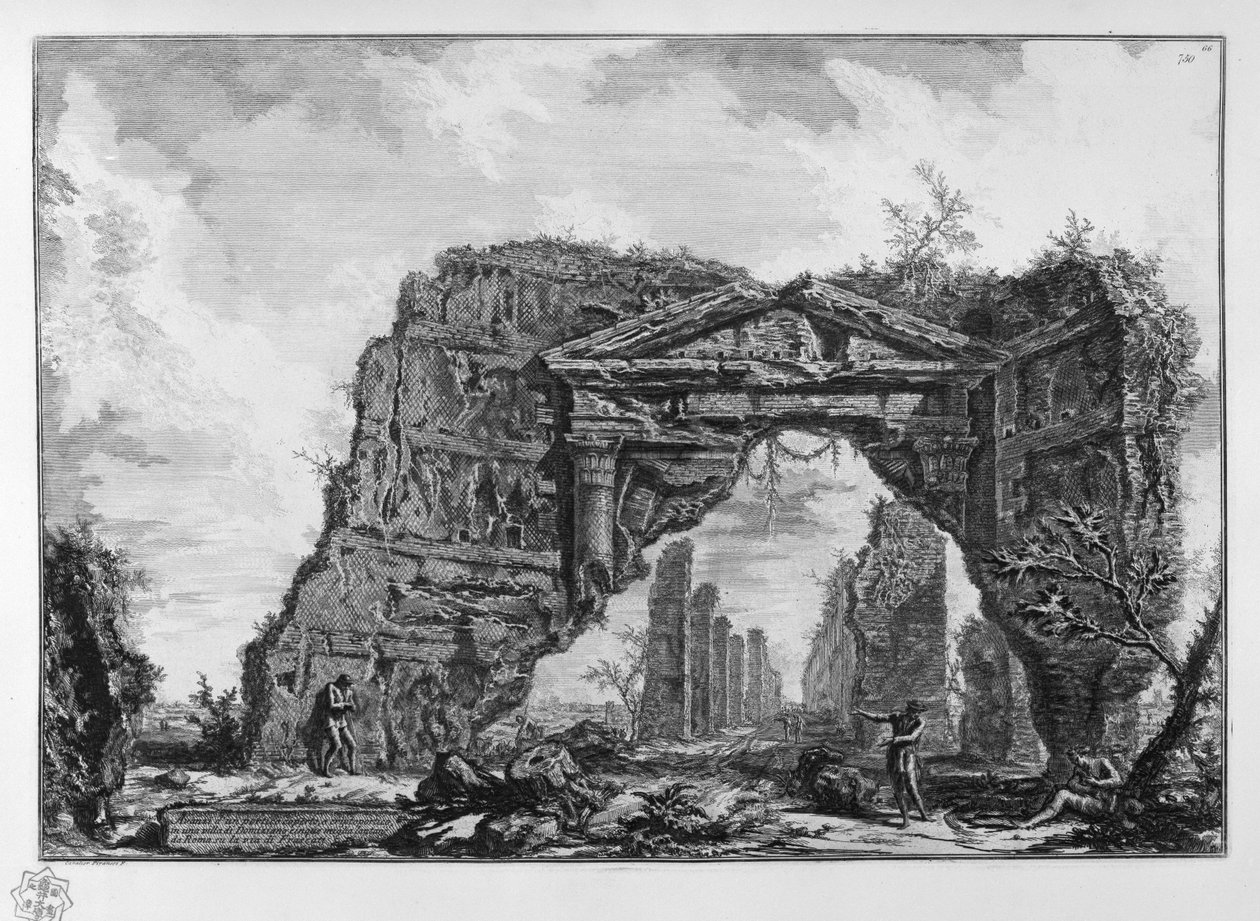Rester af en overdækket portico eller cryptoporticus i en villa i Domitian (Castel Gandolfo?) Fem miles væk fra Rom på Via di Frascati af Giovanni Battista Piranesi