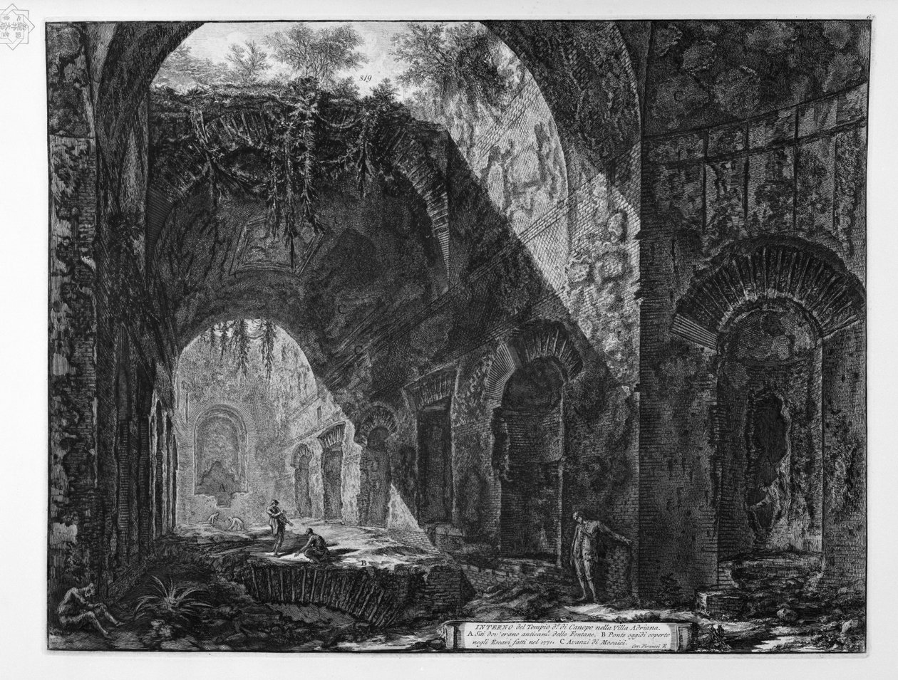 INDVENDIGT til Canopus -templet i Villa Adriana af Giovanni-Battista Piranesi
