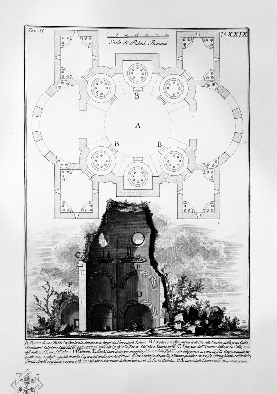 Mausoleum for Villa Gordiani af Giovanni Battista Piranesi