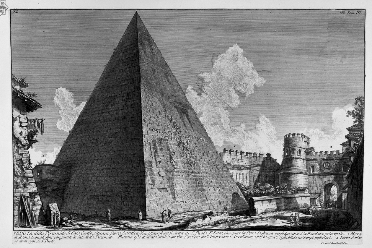 Pyramid af Caius Cestius af Giovanni Battista Piranesi