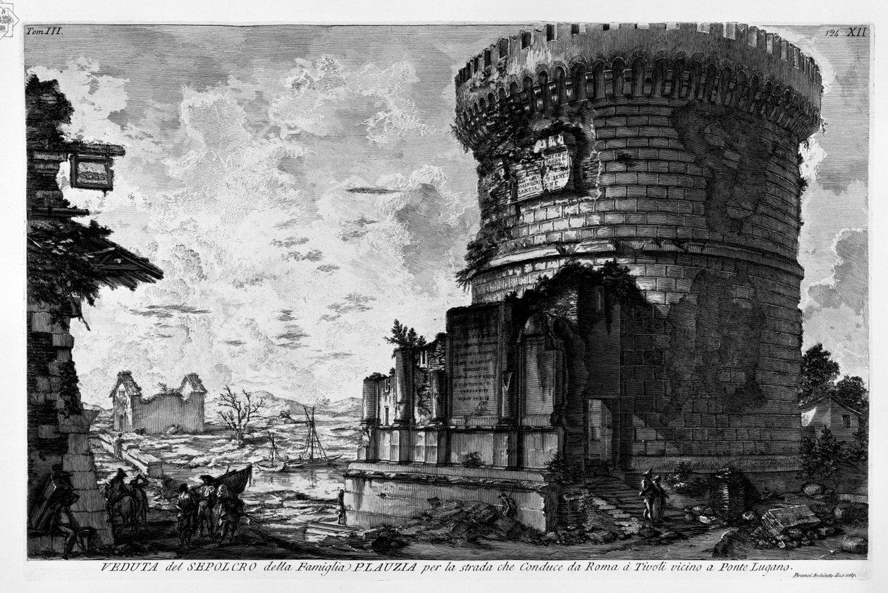 Via Appia, grav af familien Plauzia i Ponte Lucano af Giovanni Battista Piranesi