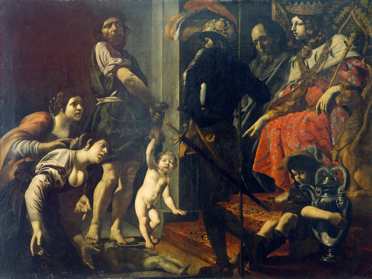 Judgment of Solomon af Giovanni Battista Caracciolo (1578-1635), olie på lærred af Giovanni Battista Caracciolo