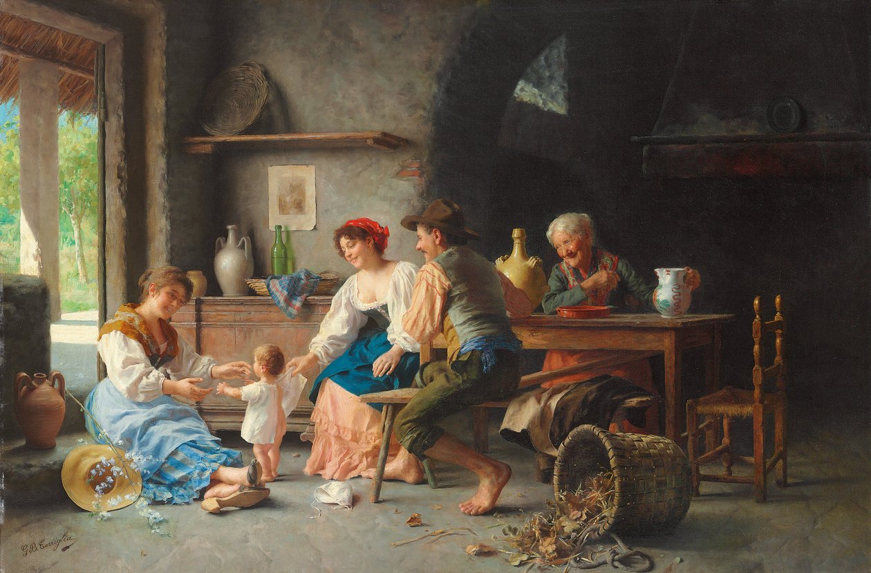 Første trin (olie på lærred) af Giovanni Battista Torriglia