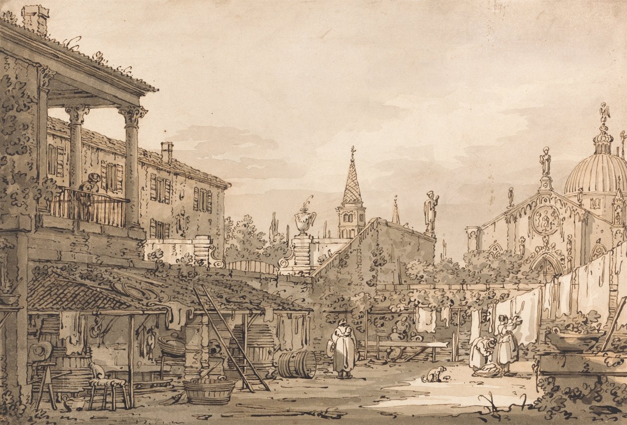 Capriccio af en venetiansk gårdhave af Giovanni Antonio Canal