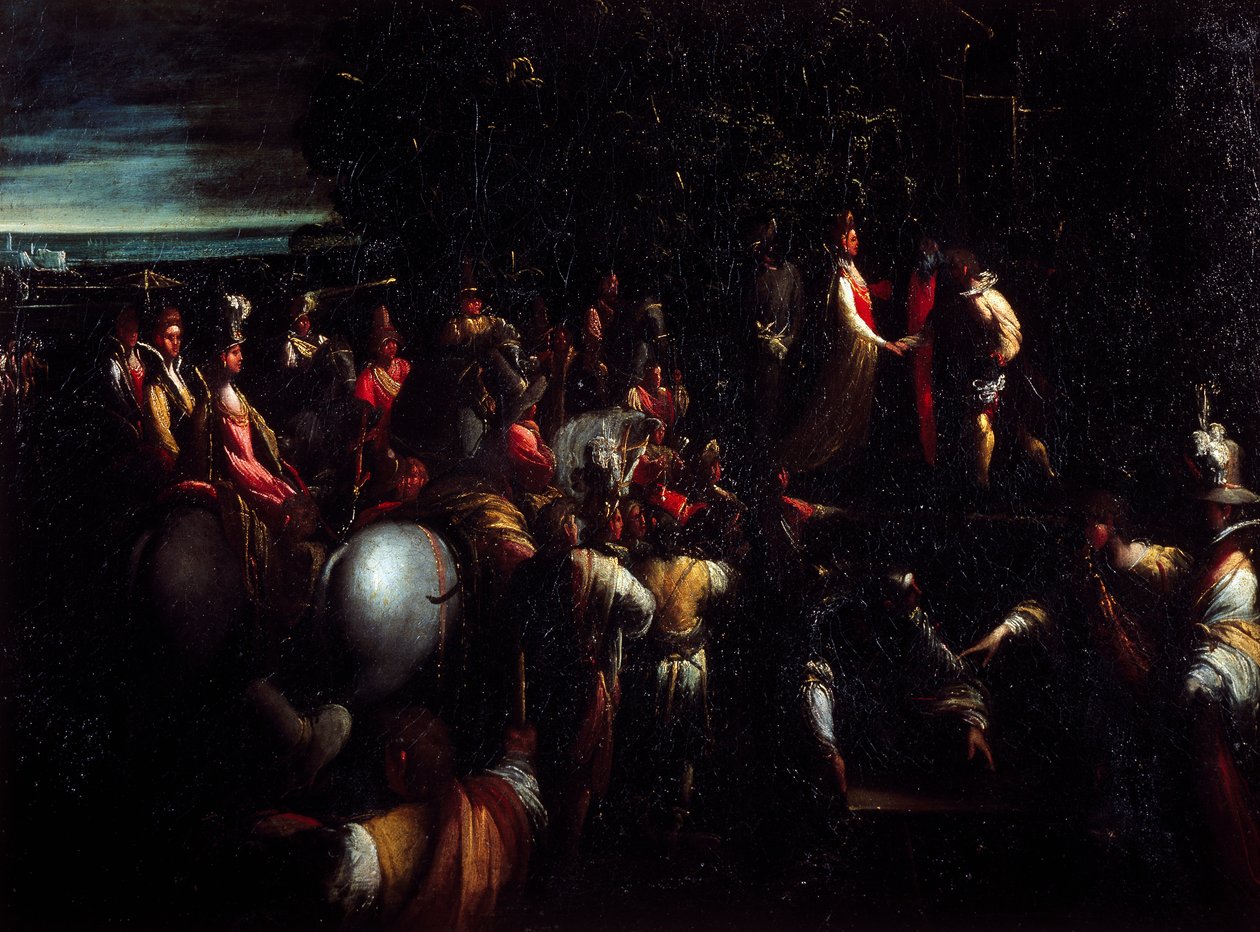 Kohtaus sadusta, Giovanni Andrea Donducci tunnetaan nimellä Maselletta (1575-1655), öljy kankaalle af Giovanni (1575 1655) Donducci