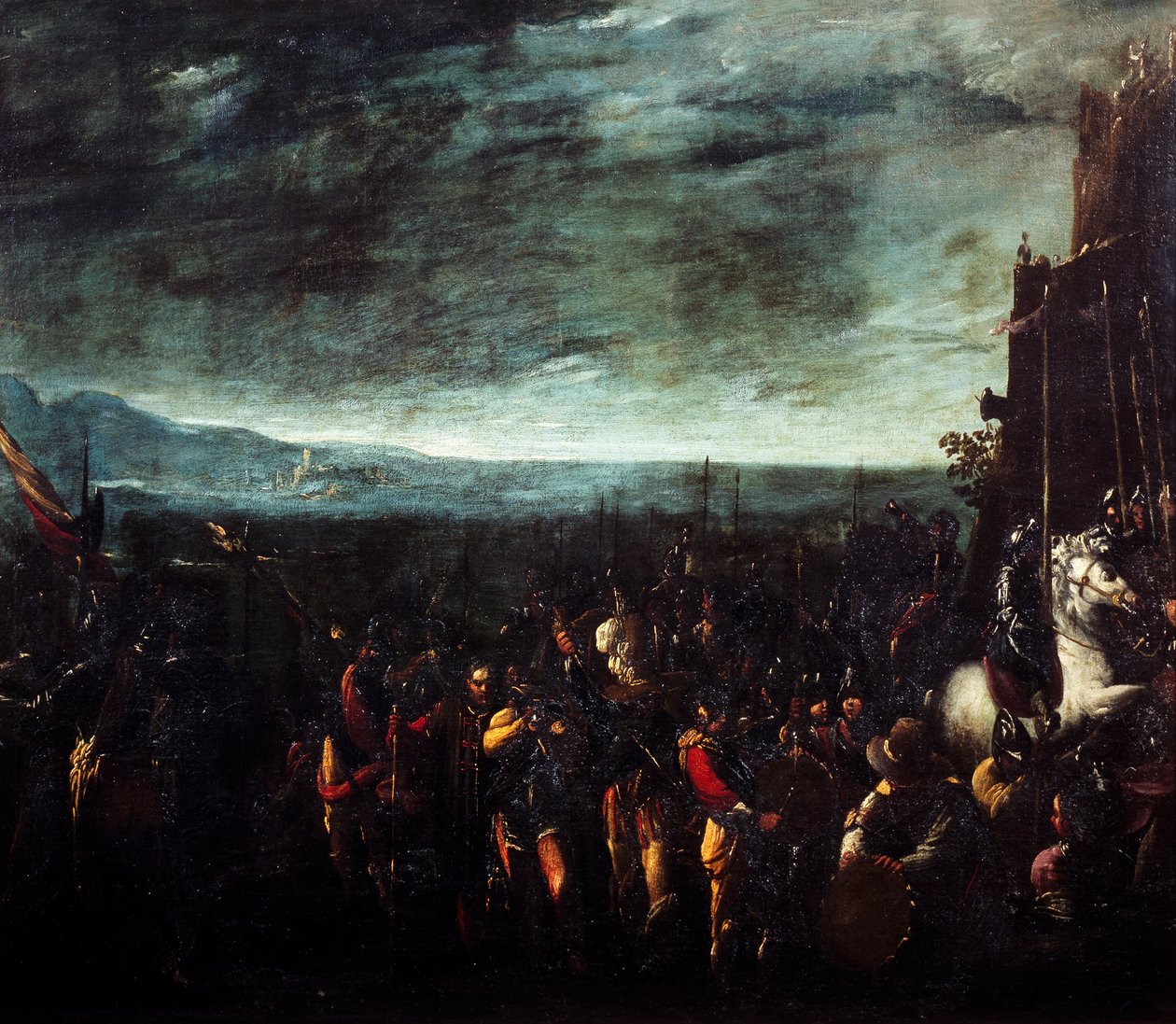 Marcherende soldater (olie på lærred) af Giovanni Donducci