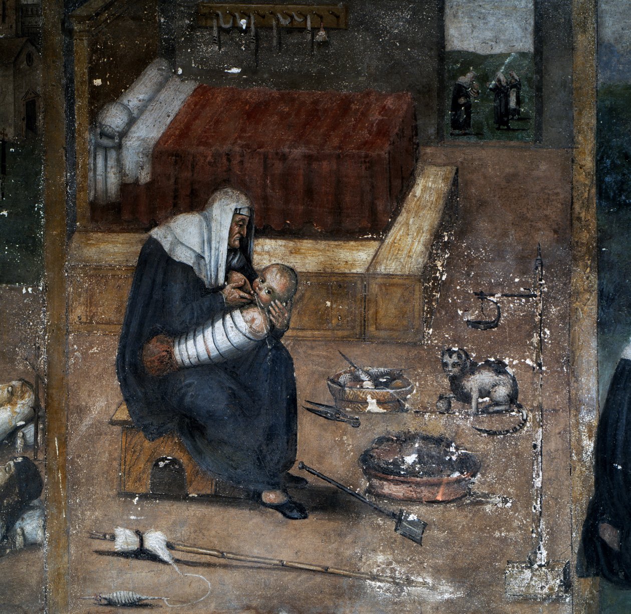 Historier om Mona Tancia, detalje (fresko) af Giovanni  Mannozzi