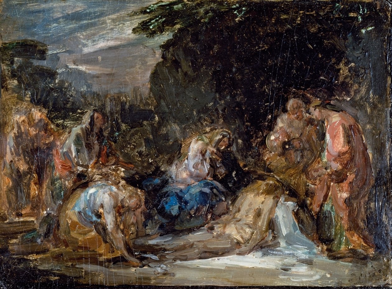 Deponering, af Giovanni Carnovali kaldet Piccio (1804-1873), olie på bord, 21x29 cm af Giovanni Carnovali