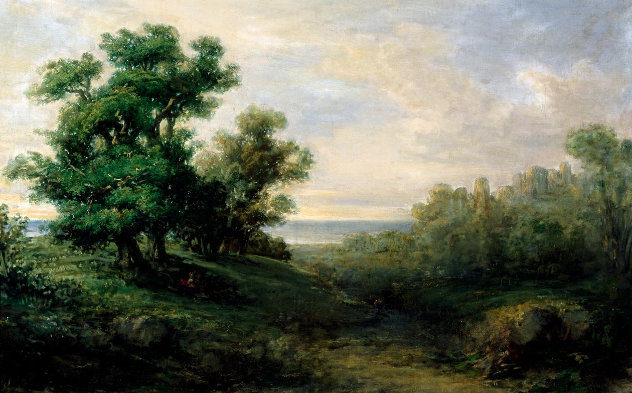 Landskab, af Giovanni Carnovali eller Carnevali kendt som Piccio (1804-1873) af Giovanni Carnovali