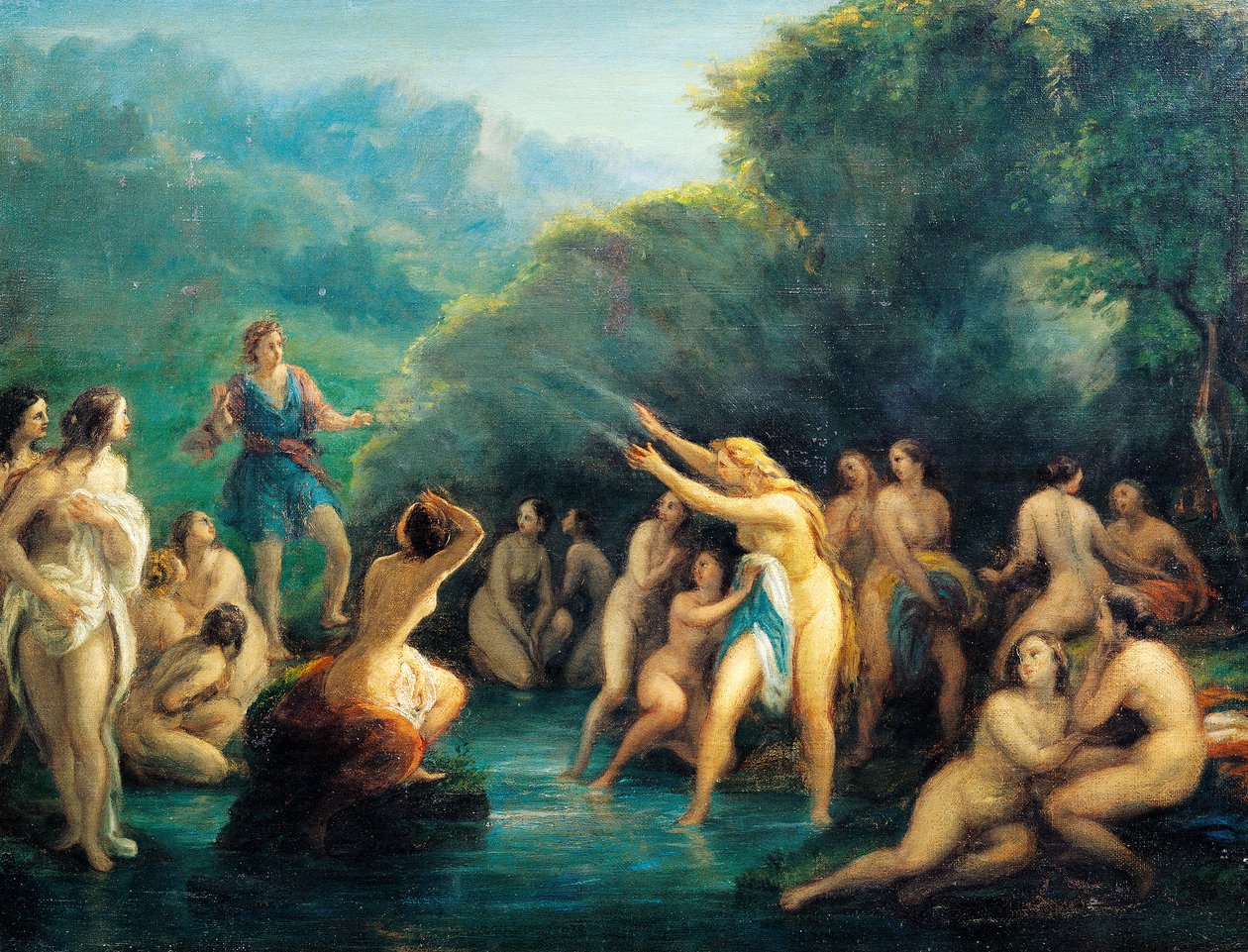 Diana og Actaeon, af Giovanni Carnovali kendt som Piccio (1804-1873) af Giovanni Carnovali
