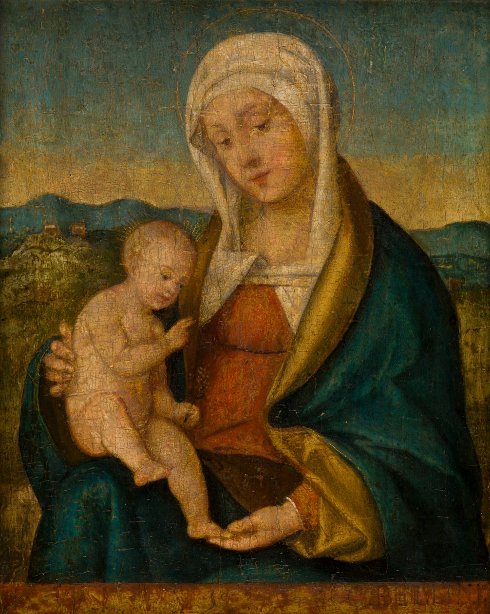 Madonna og barn, ca. 1450-1516 (olie på panel) af Giovanni (style of) Bellini