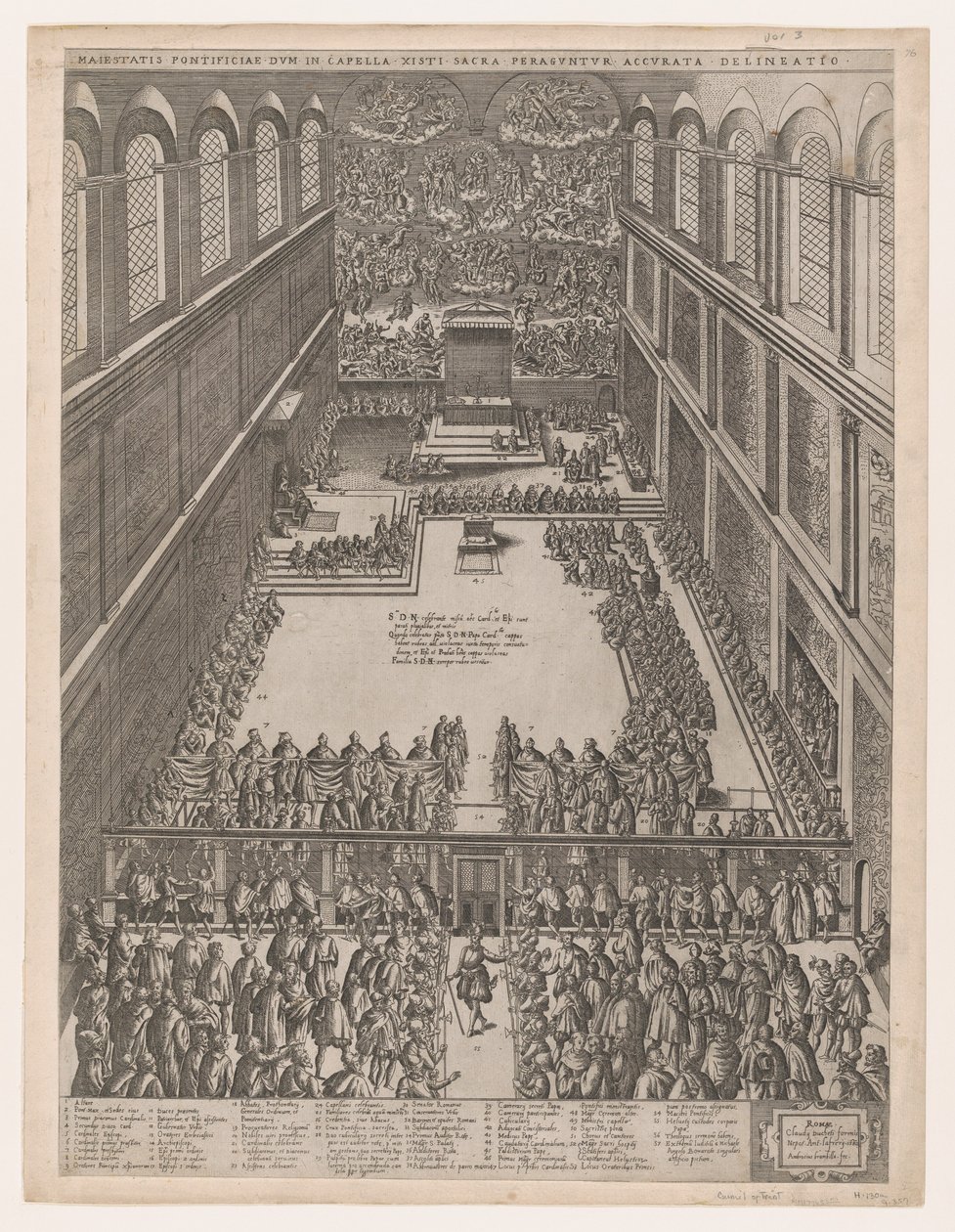 Mirror of Roman Magnificence: A Pavelig Samling i Det Sixtinske Kapel, Michelangelos L..., 1582. af Giovanni Ambrogio Brambilla