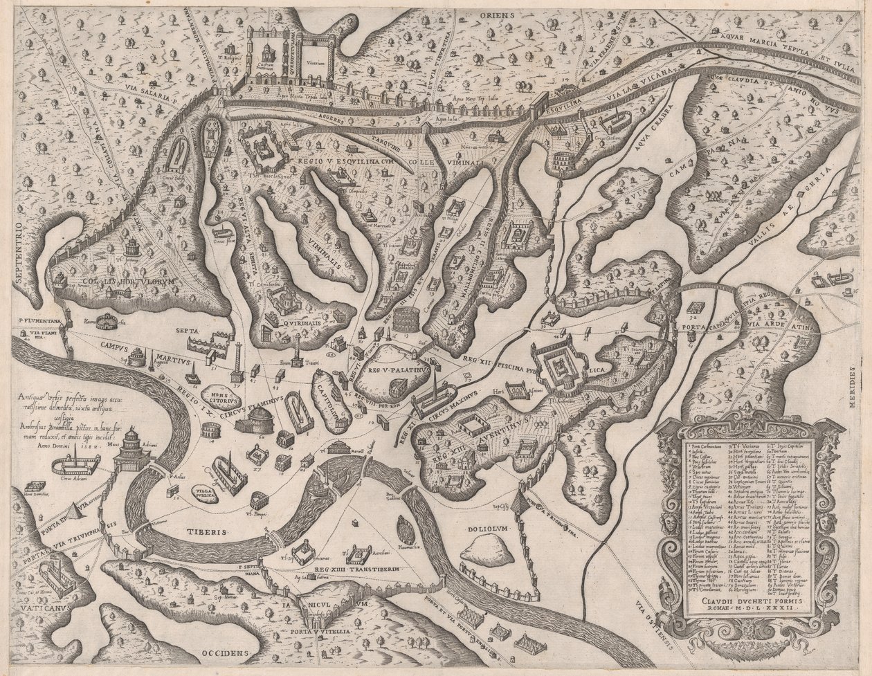 Mirror of Roman Magnificence: Antikkens Rom og dets bakker, fra vest, 1582., 1582. af Giovanni Ambrogio Brambilla