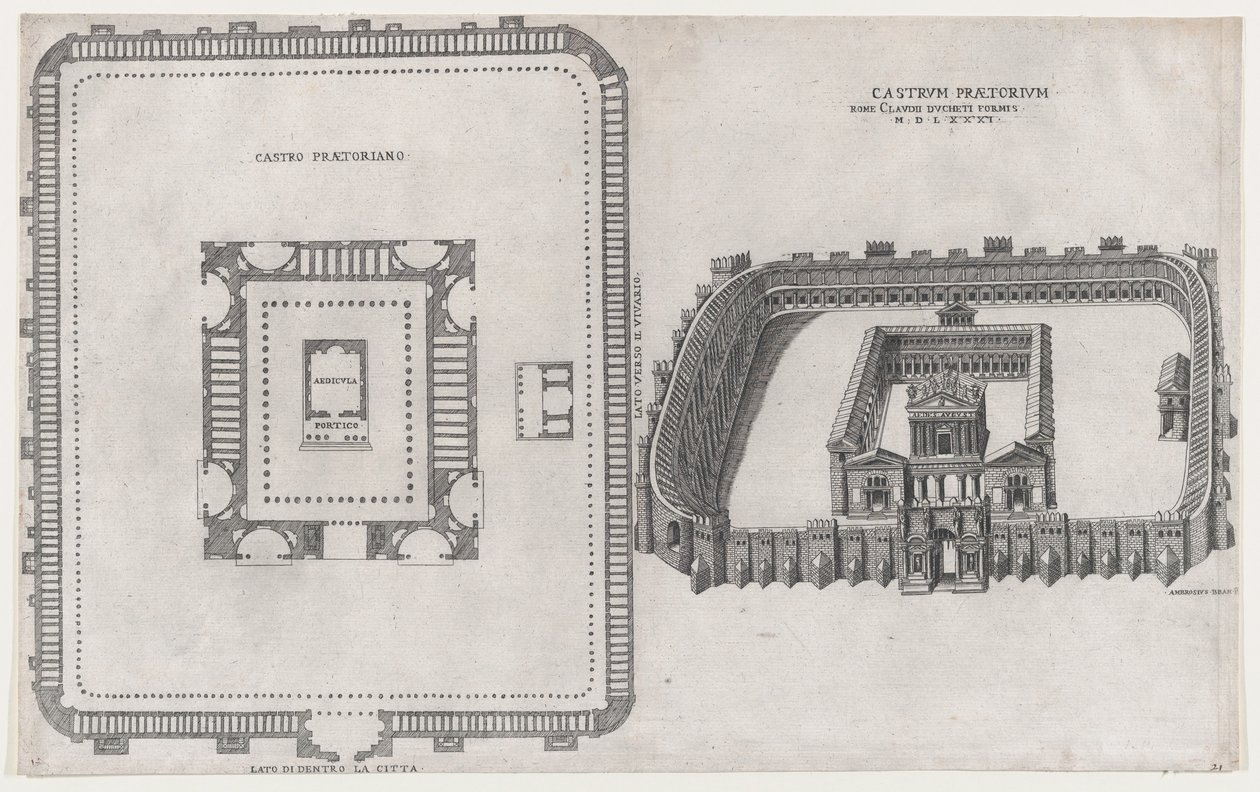 Mirror of Roman Magnificence: Castle Praetorium, 1581. af Giovanni Ambrogio Brambilla