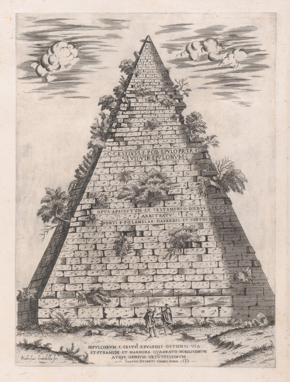 Mirror of Roman Magnificence: Pyramid of Caius Cestius, 1582., 1582. af Giovanni Ambrogio Brambilla