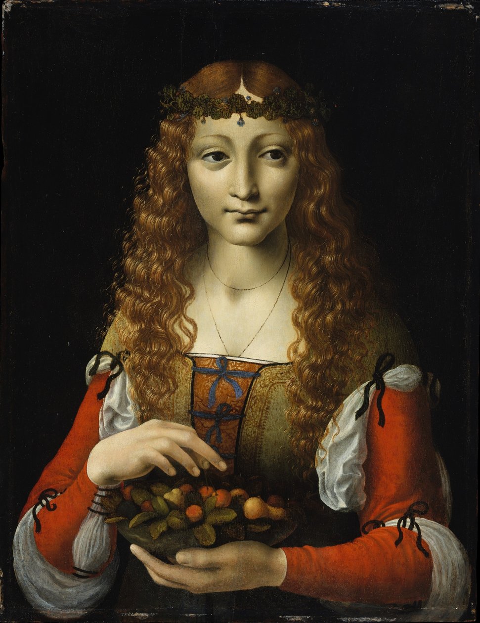 Pige med kirsebær af Giovanni Ambrogio de Predis