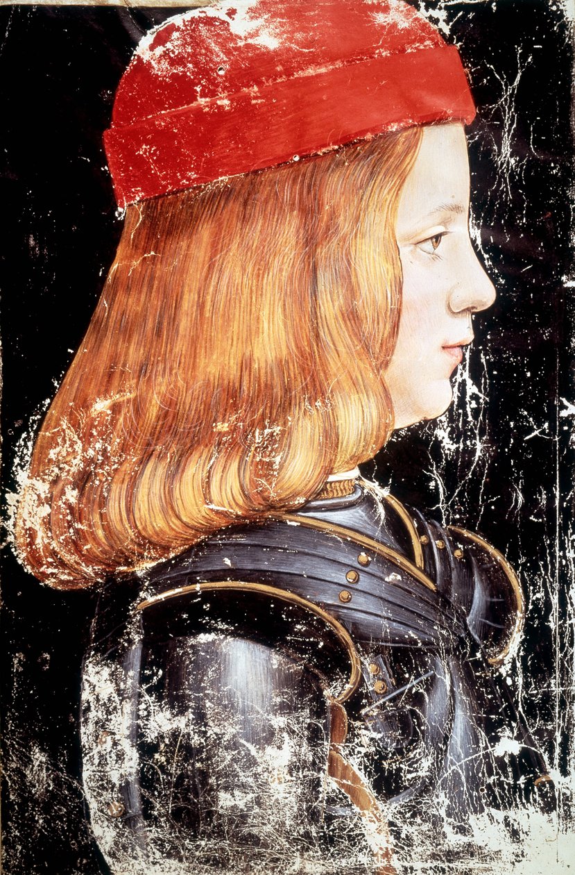 Portræt af Maximilian Sforza (1490 - 1530). Miniature af Giovanni Ambrogio De Predis (v. 1455 - 1508). af Giovanni Ambrogio de Predis