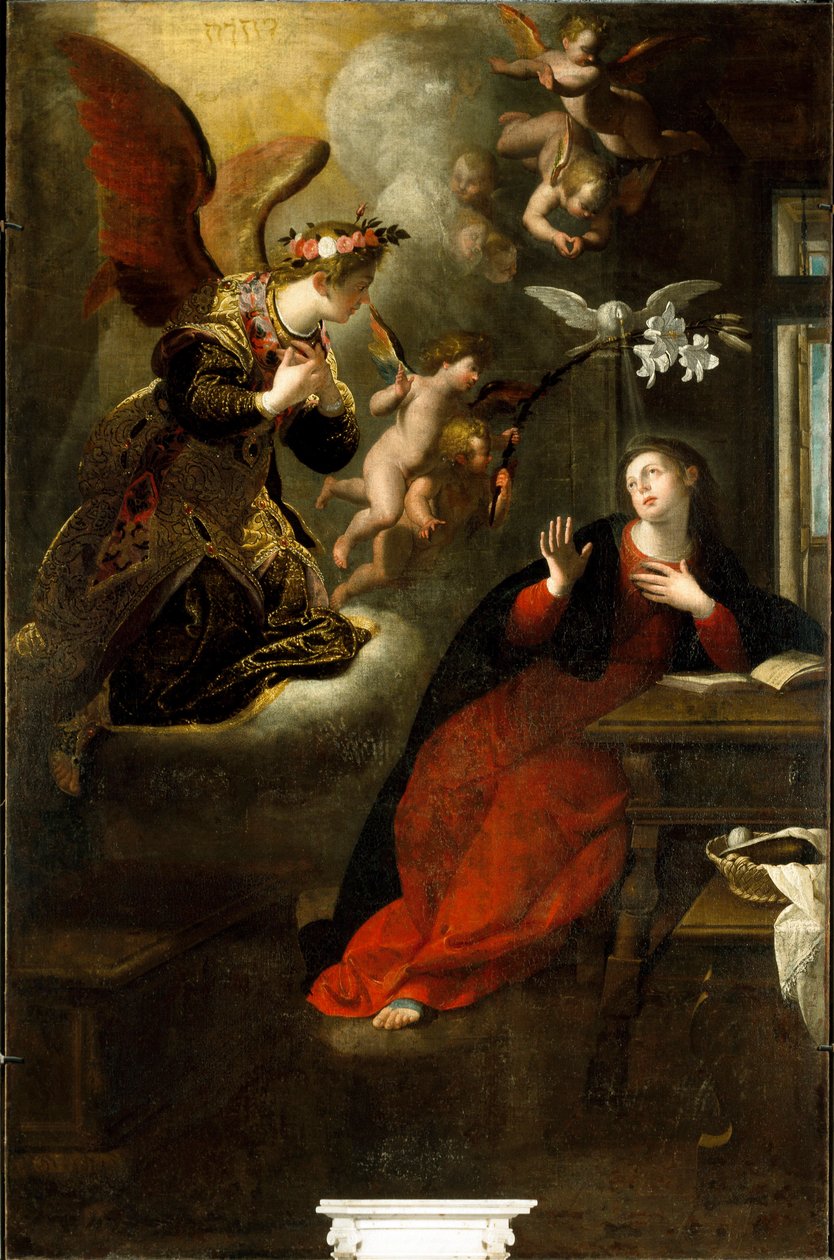 Annunciation Painting by Giovanni Andrea Ansaldodani af Giovanni Andrea Ansaldo
