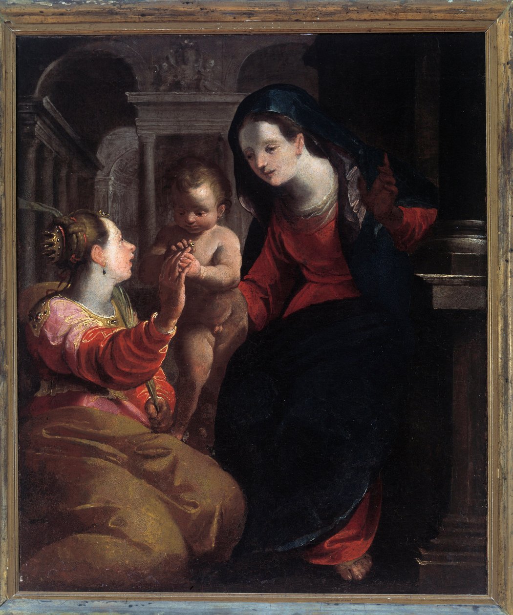 The Mystic Marriage of St Catherine of Alexandria (olie på lærred af Giovanni Andrea Ansaldo