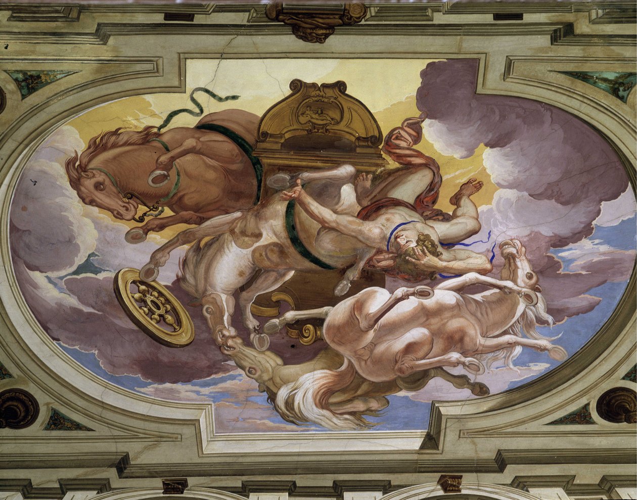 Phaetons (Phaethon) fald og hans himmelske vogn forårsaget af Zeus
