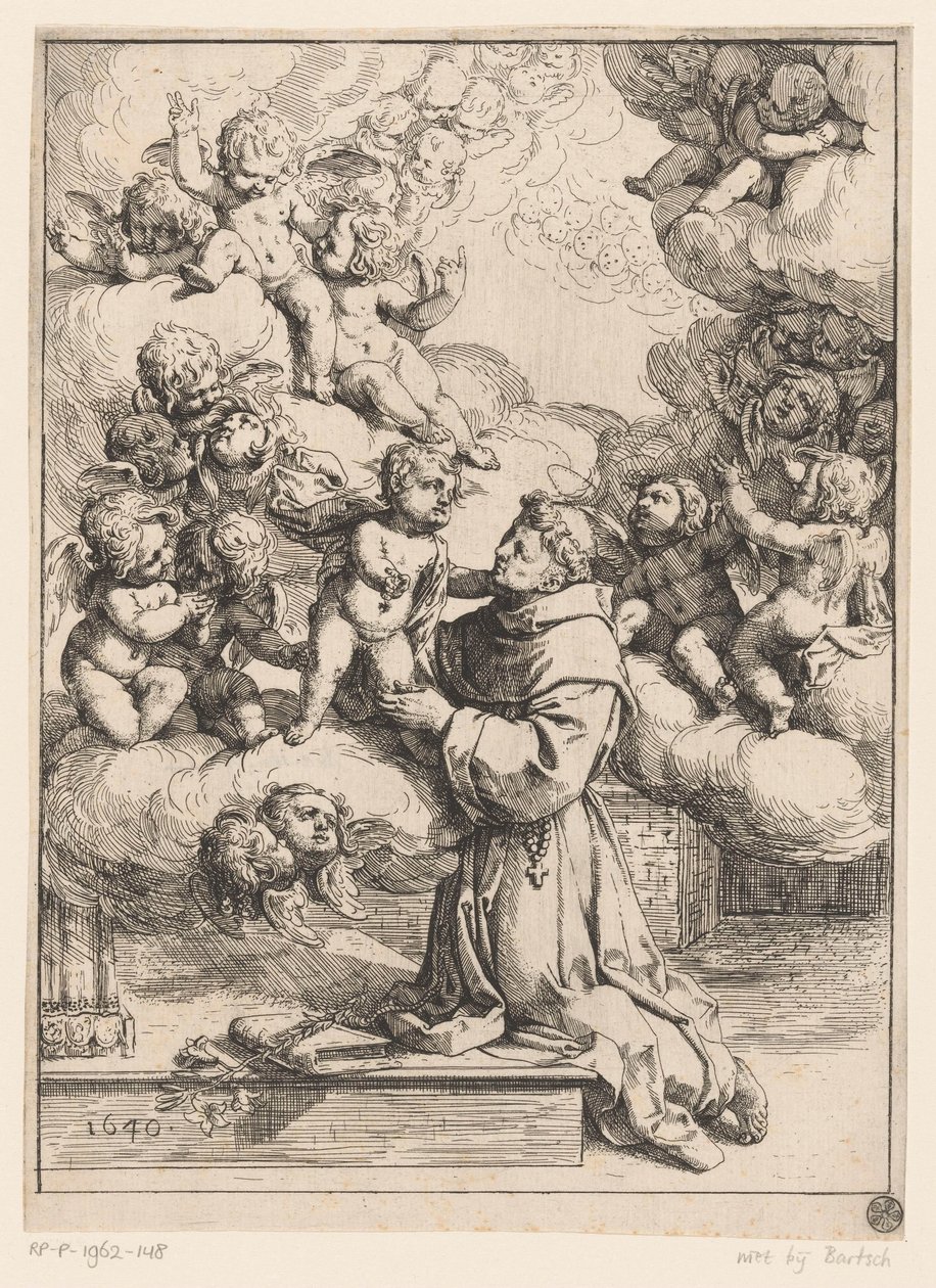 Sankt Antonius af Padova med Kristusbarnet af Giovanni Andrea Podestà (attributed to)