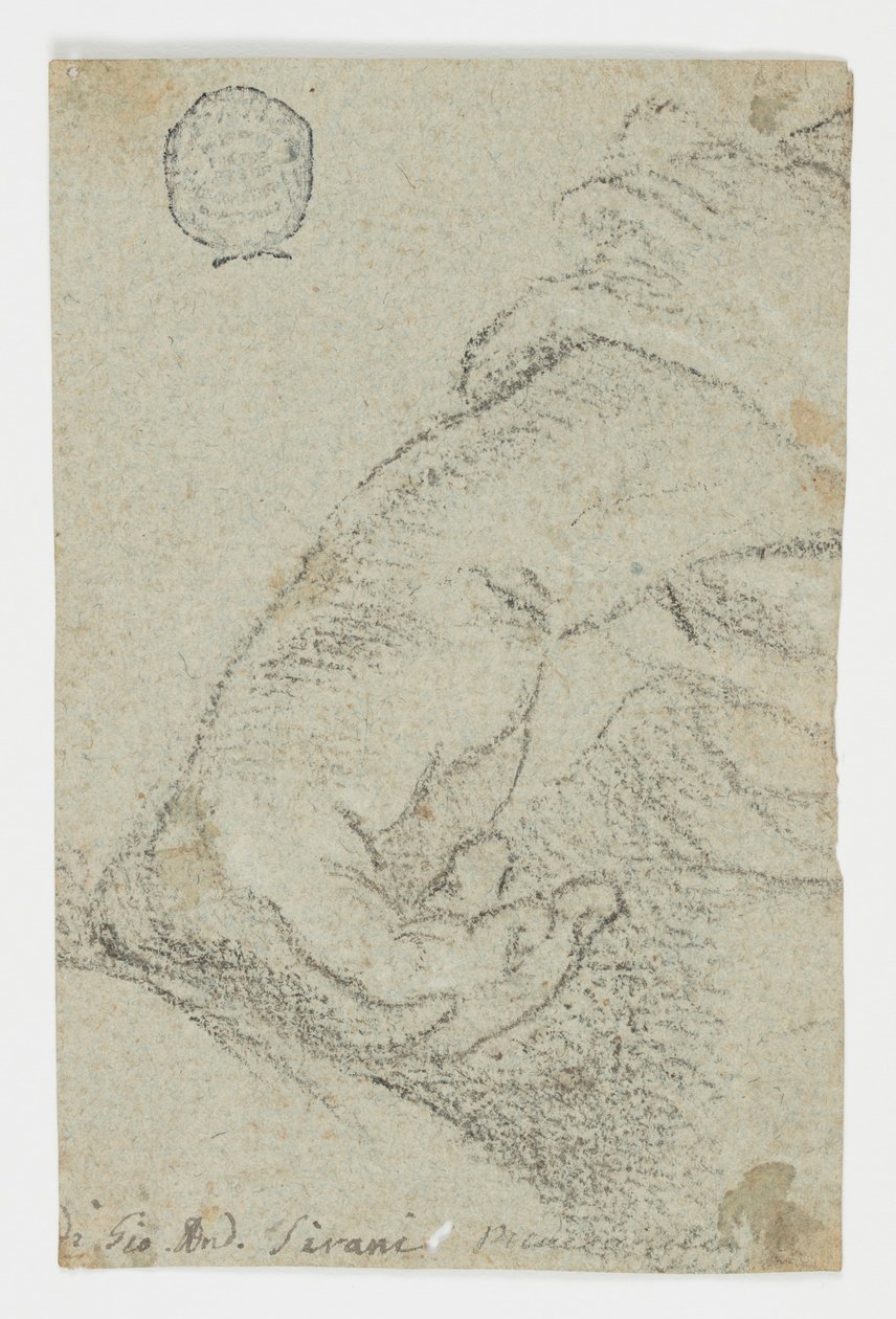 Tegning, studie: En venstre hånd i lænet stilling, ca. 1650 af Giovanni Andrea Sirani