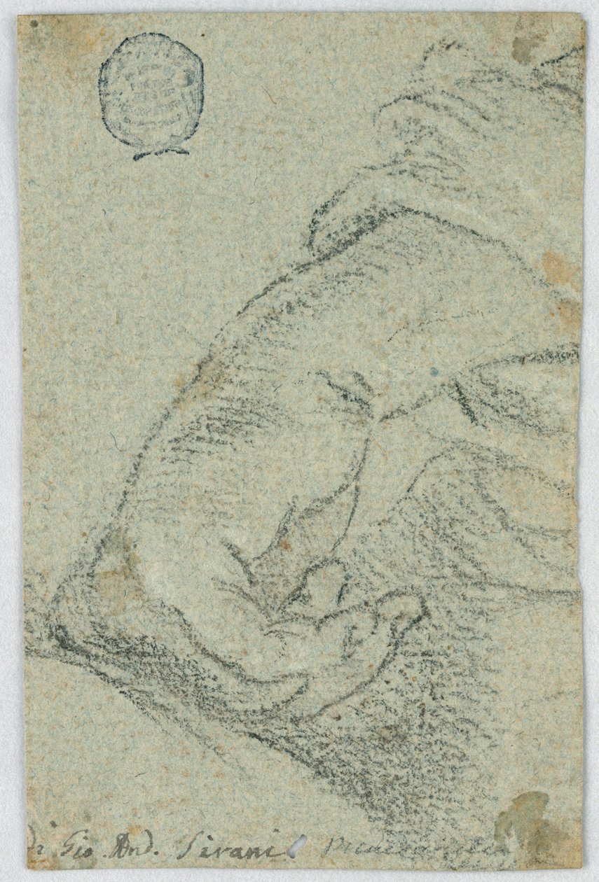Tegning, studie: En venstre hånd i lænet stilling, ca. 1650 af Giovanni Andrea Sirani