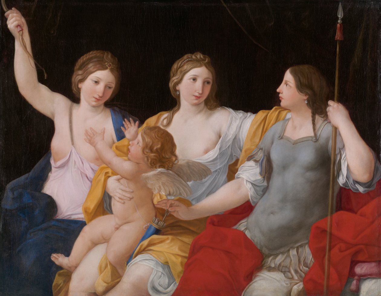 Venus, Juno og Minerva med Amor af Giovanni Andrea Sirani