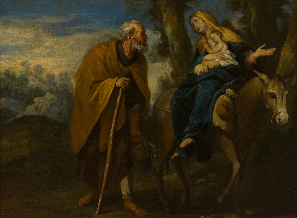 Flugten til Egypten, ca. 1618-57 (olie på lærred) af Giovanni Andrea di (attr. to) Ferrari