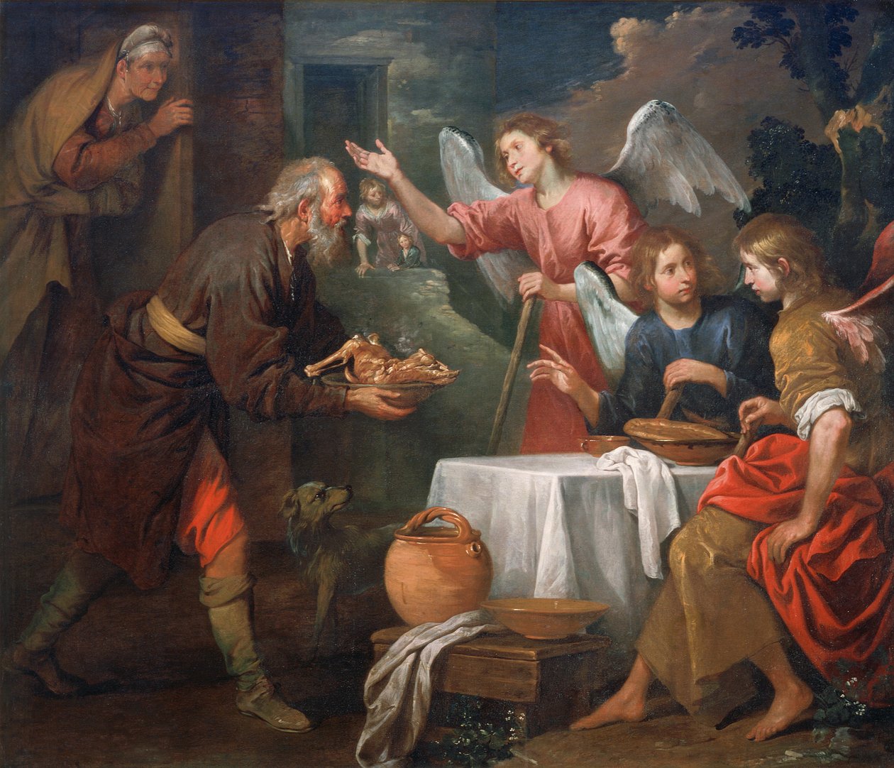 Abraham og de tre engle af Giovanni Andrea di Ferrari