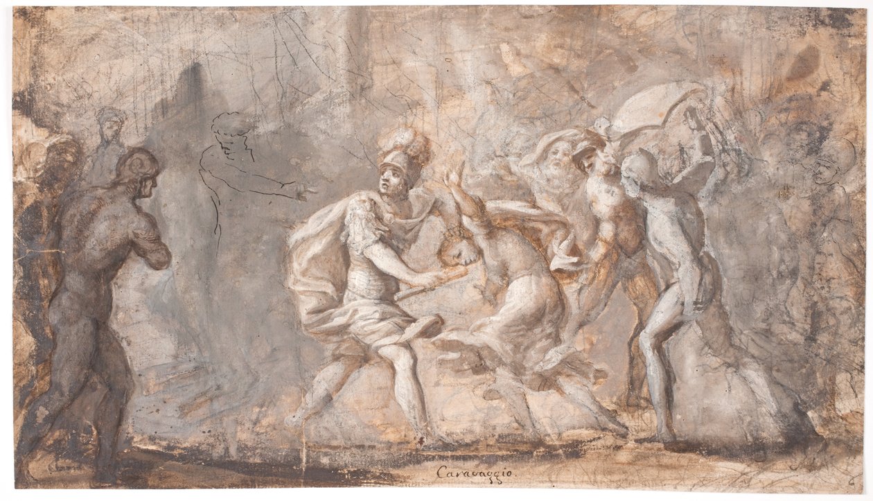 Tarpeia bliver knust under sabinernes skjolde af Giovanni Angelo Canini