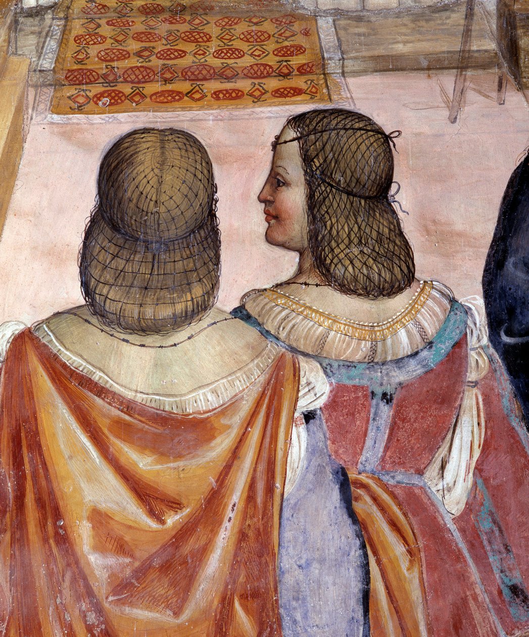 Benedikt ekskommunikerede to nonner og frikender dem efter deres død. Detail Cloister fresco af Antonio Bazzi dit il Sodoma (1477 - 1549), der fortæller om livet for Saint Benedict of Nursie (480 - 567) grundlægger af Benediktinerordenen 1503 - 1508 Abbey  af Giovanni Antonio Bazzi Sodoma