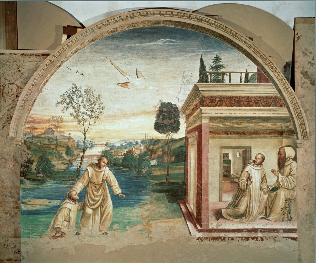 I 1497 begyndte Signorelli at male Vita of Saint ... af Giovanni Antonio Bazzi Sodoma
