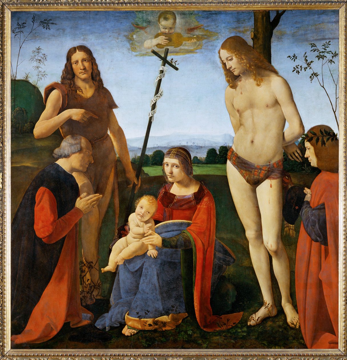 Madonna med de hellige Johannes Døber og Sebastian og to donorer - Madonna a l