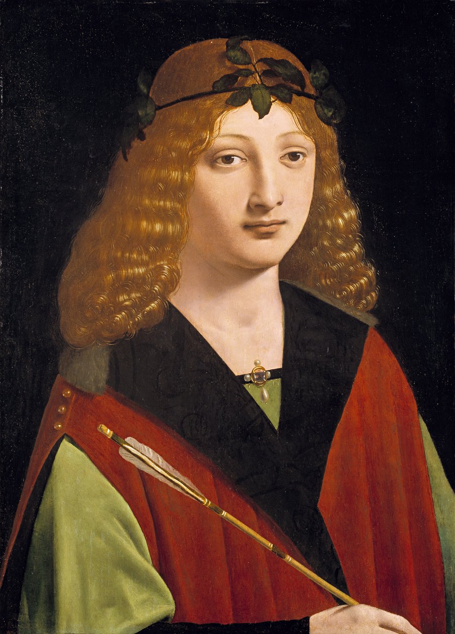 Portræt af en ungdom, der holder en pil, ca. 1500-10 (olie på panel) af Giovanni Antonio Boltraffio