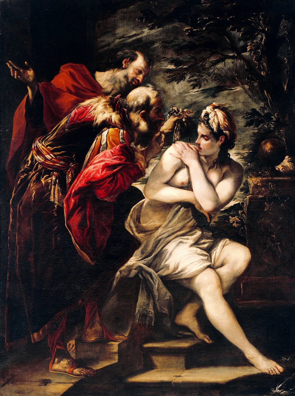 Susanna and Elders af Giovanni Antonio Burrini (1656-1727), olie på lærred af Giovanni Antonio Burrini or Burino