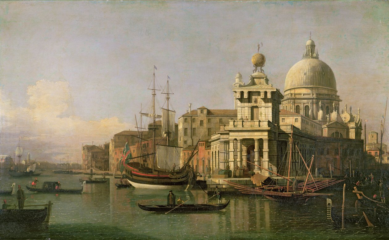 Udsigt over Dogana og Santa Maria della Salute af Giovanni Antonio Canal