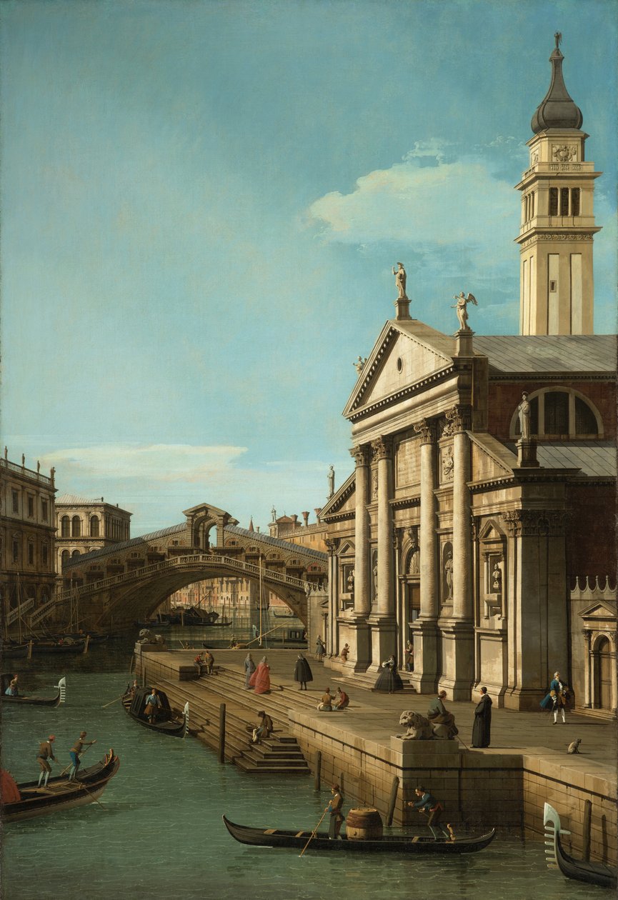 Capriccio: Rialtobroen og kirken S. Giorgio Maggiore, ca. 1750 af Giovanni Antonio Canal