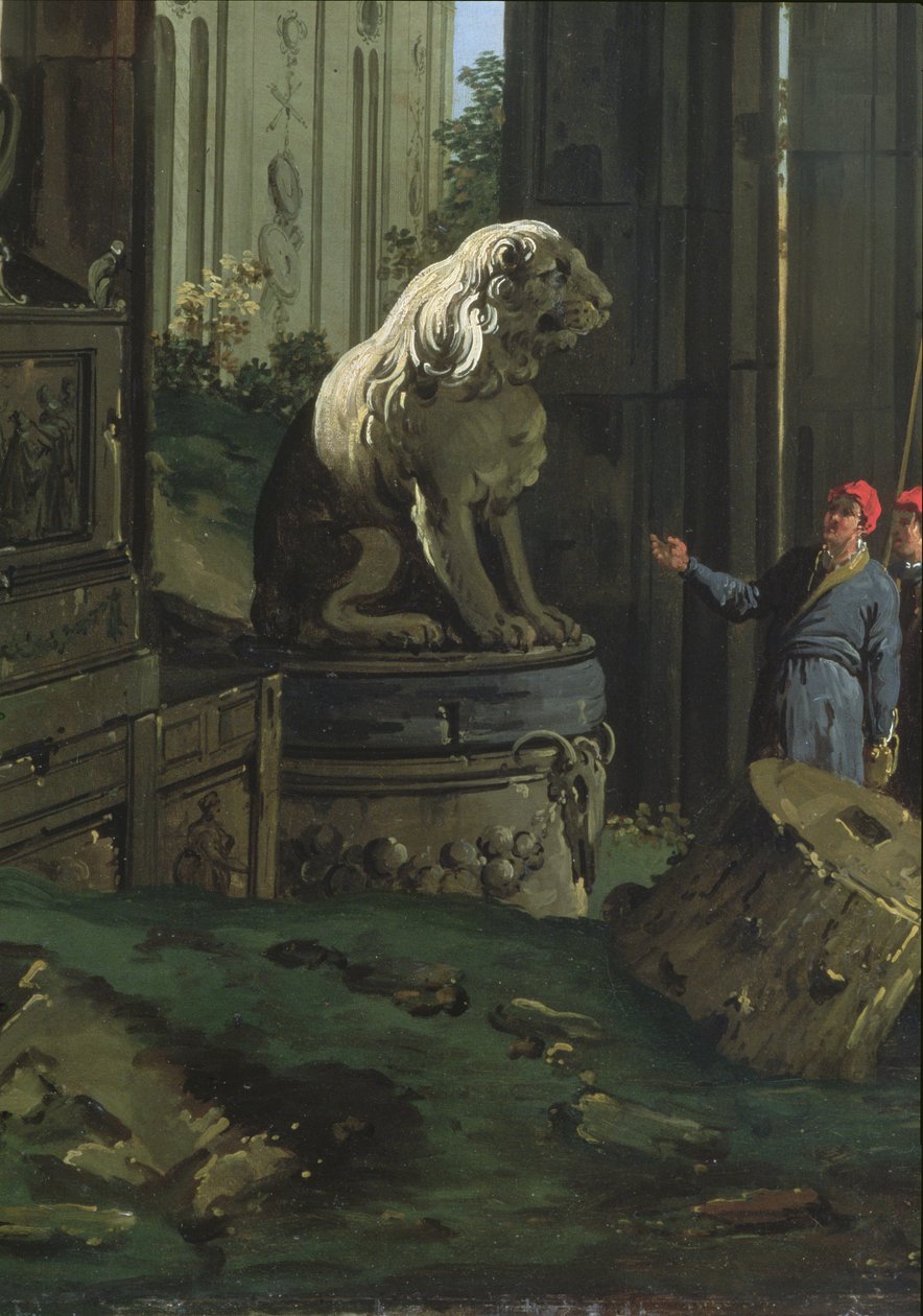 Detalje af "Capriccio med motiver fra Padova", ca. 1756 af Giovanni Antonio Canal