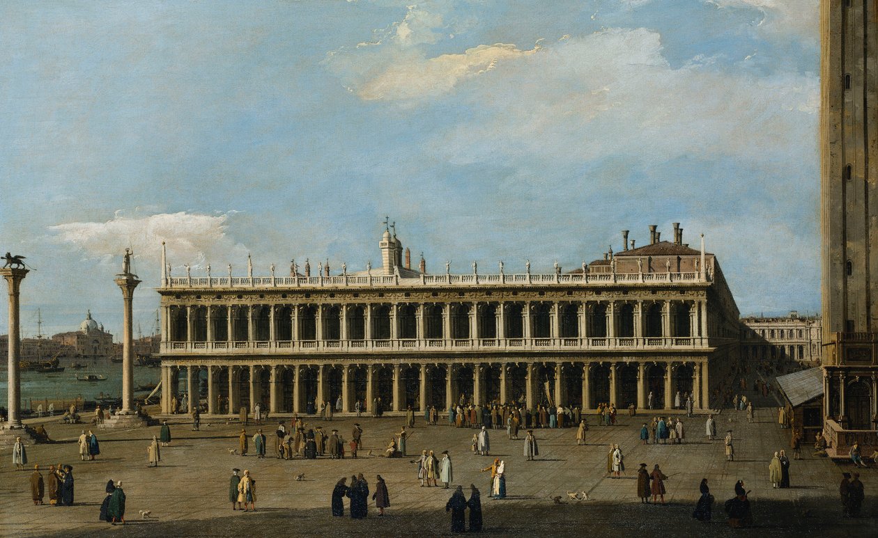 Biblioteket og Piazzettaen, Venedig, fra Dogepaladset, af Giovanni Antonio Canal
