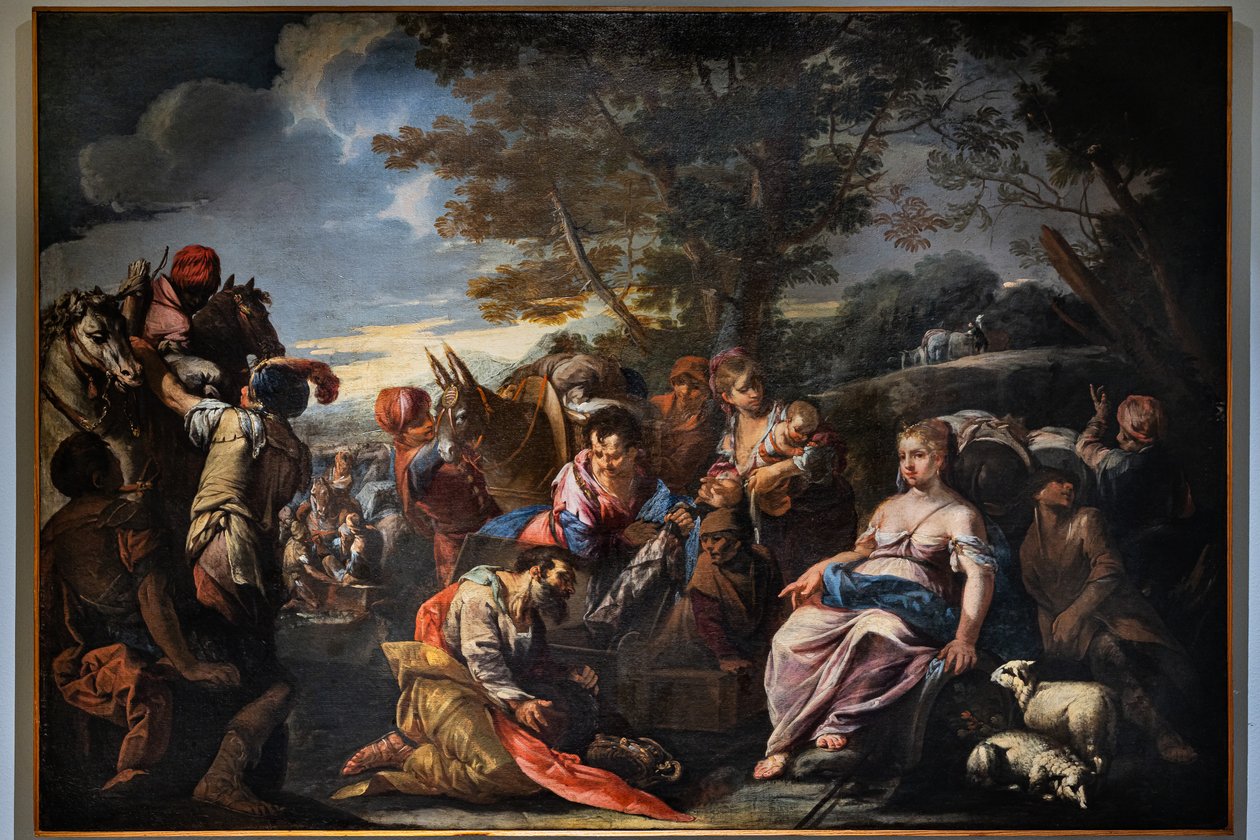 Laban leder efter idolerne skjult af Rachel, tidligt i det XVIII århundrede (olie på lærred) af Giovanni Antonio De (1671–1751) Pieri