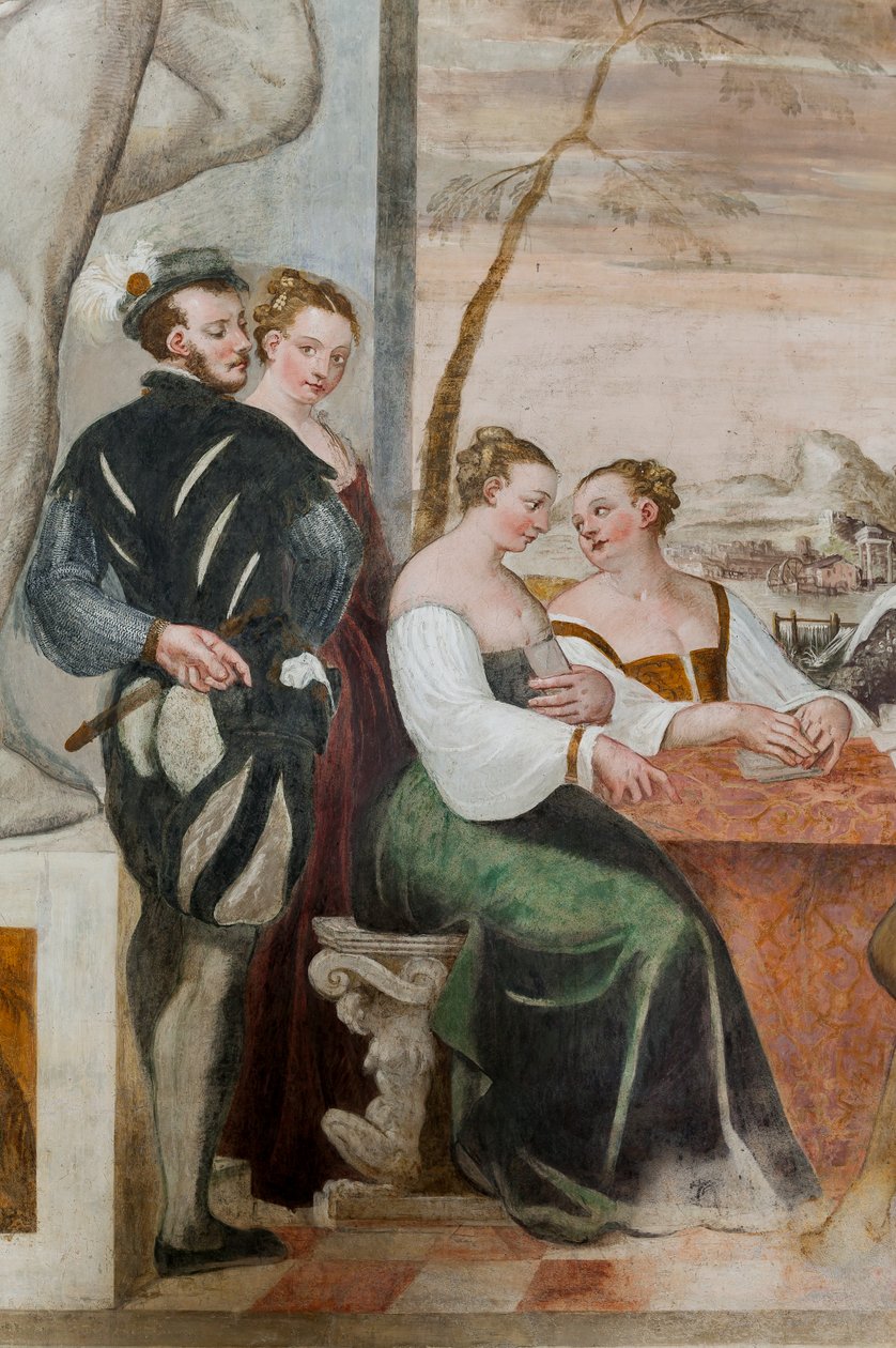 Kortspil, Main Hall, ca. 1570 (fresco) af Giovanni Antonio Fasolo