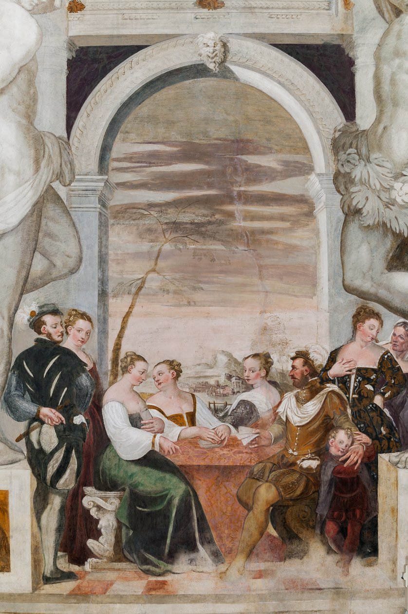 Kortspil, Main Hall, ca. 1570 (fresco) af Giovanni Antonio Fasolo
