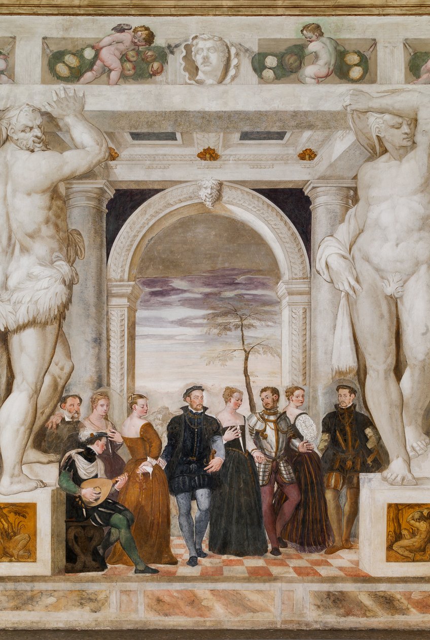 Invitation til dansen, Main Hall, ca. 1570 (fresco) af Giovanni Antonio Fasolo