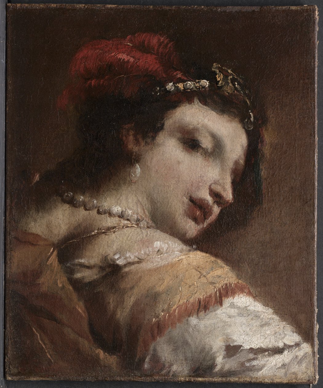 Hoved af en kvinde, ca. 1739 (olie på lærred) af Giovanni Antonio Guardi