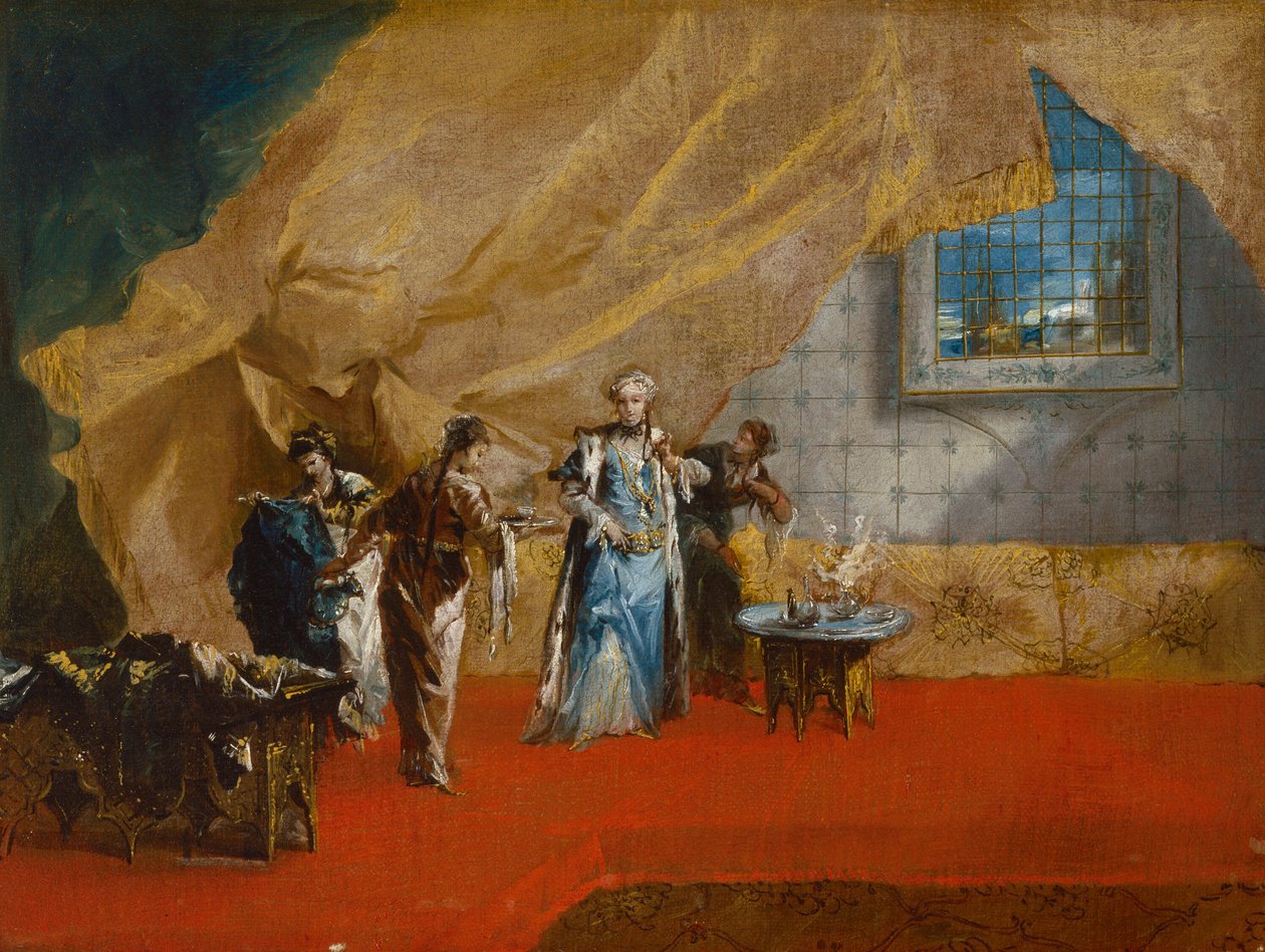 Indenfor: En sultana drikker kaffe i haremmet af Giovanni Antonio Guardi
