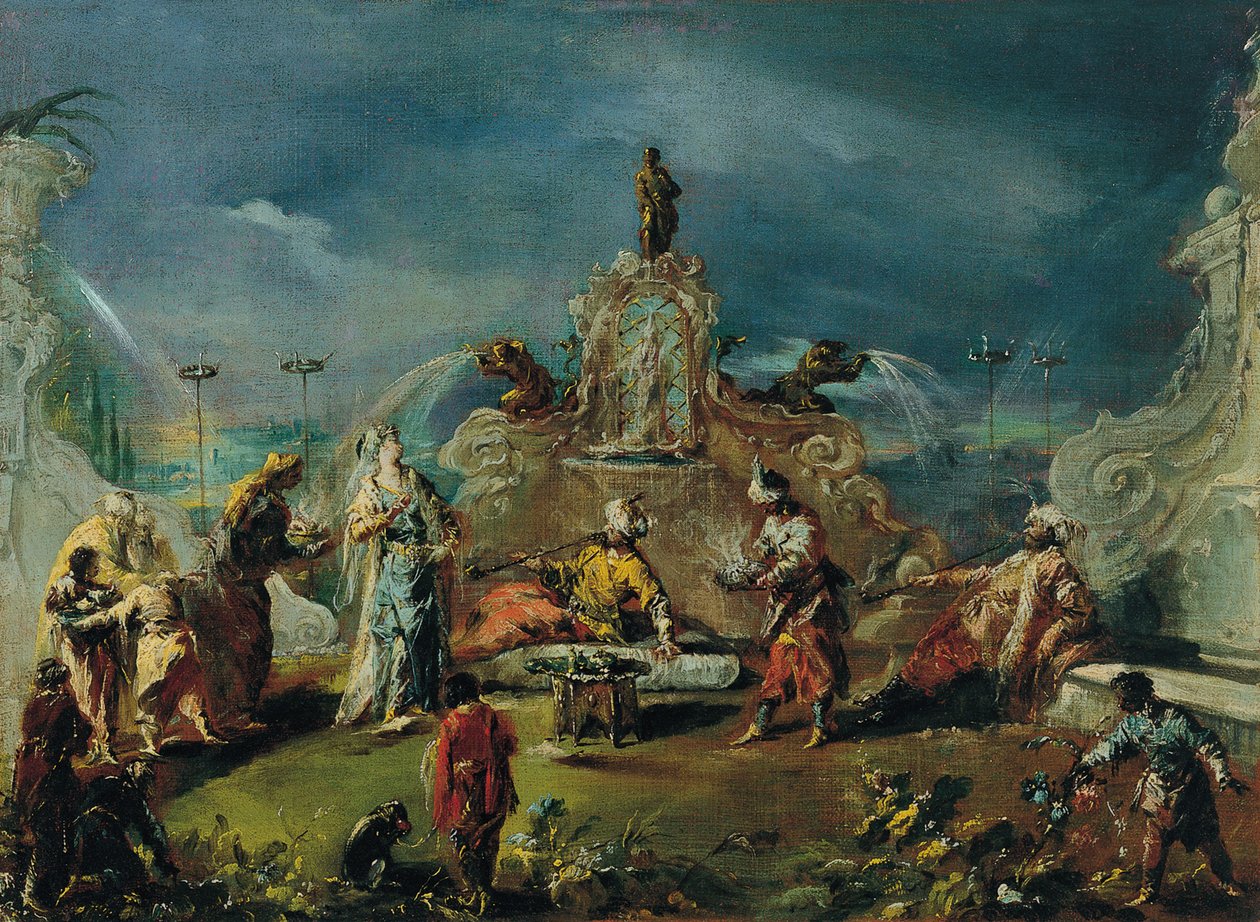 Scene i haven af en Serraglio af Giovanni Antonio Guardi
