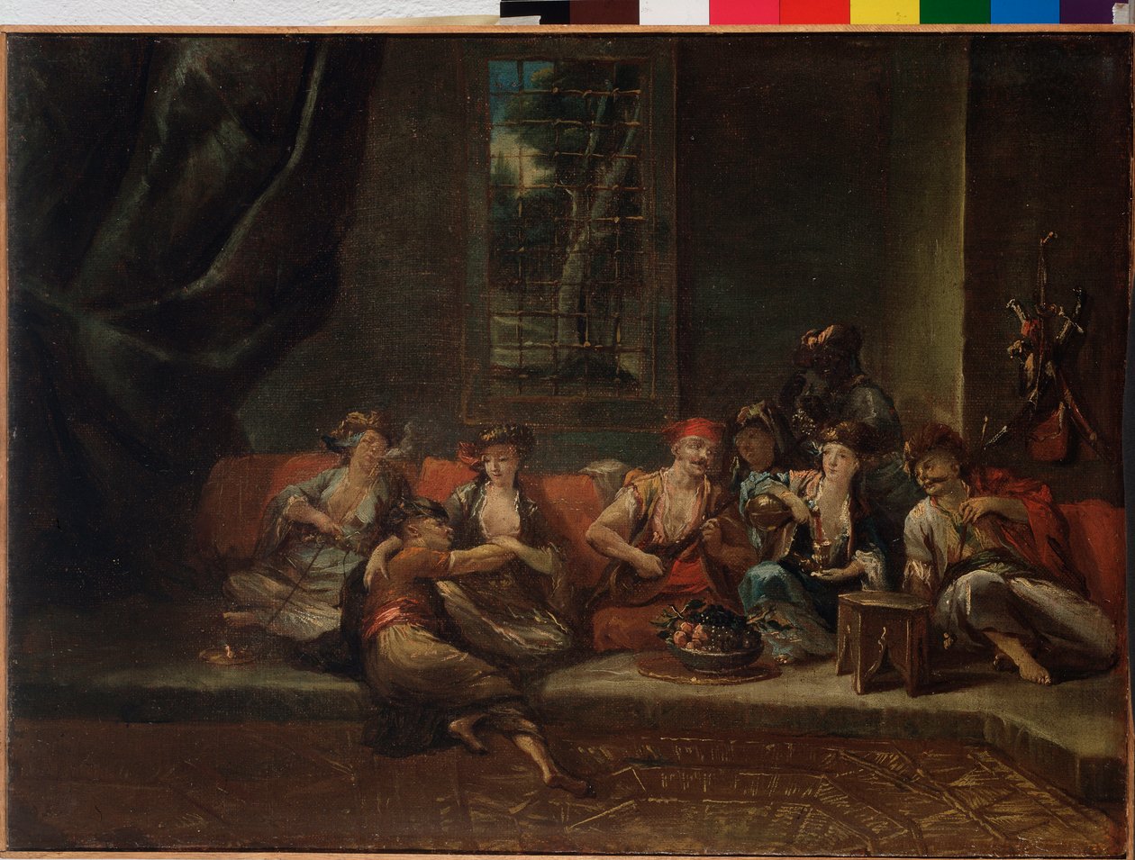 Harem, tyrkisk scene - olie på lærred af Giovanni Antonio Guardi