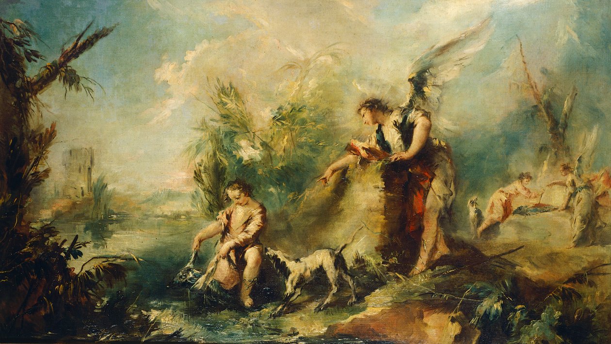 Tobias og fisk, detaljer af Giovanni Antonio Guardi